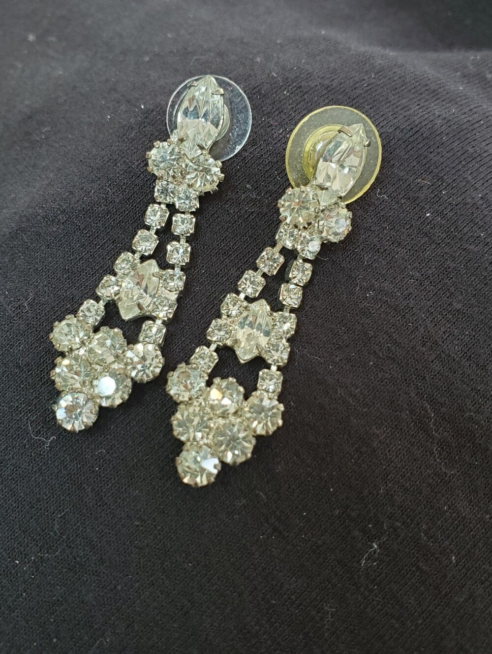 Silver-tone rhinestone dangle earrings